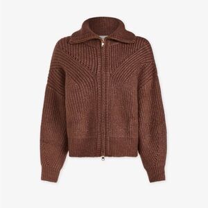 Varley cocoa brown Putney knit jacket zip up sweater